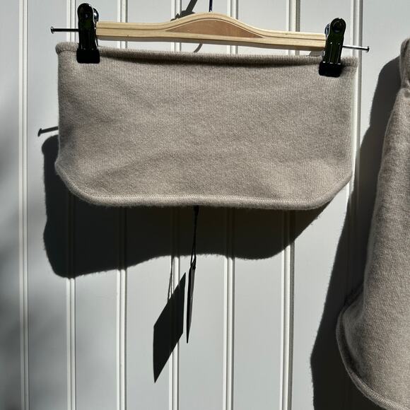 Lisa Yang Kiyo Shorts Selah Bandeau Bra Size 2 M / L Sand Cashmere Sweater Set - Picture 3 of 13